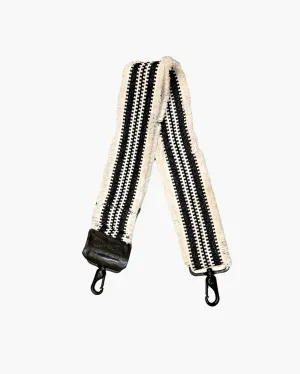 WOVEN STRAP IN BLACK/WHITE FRINGE