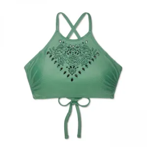Xhilaration Women's Eyelet High Neck Bikini Top