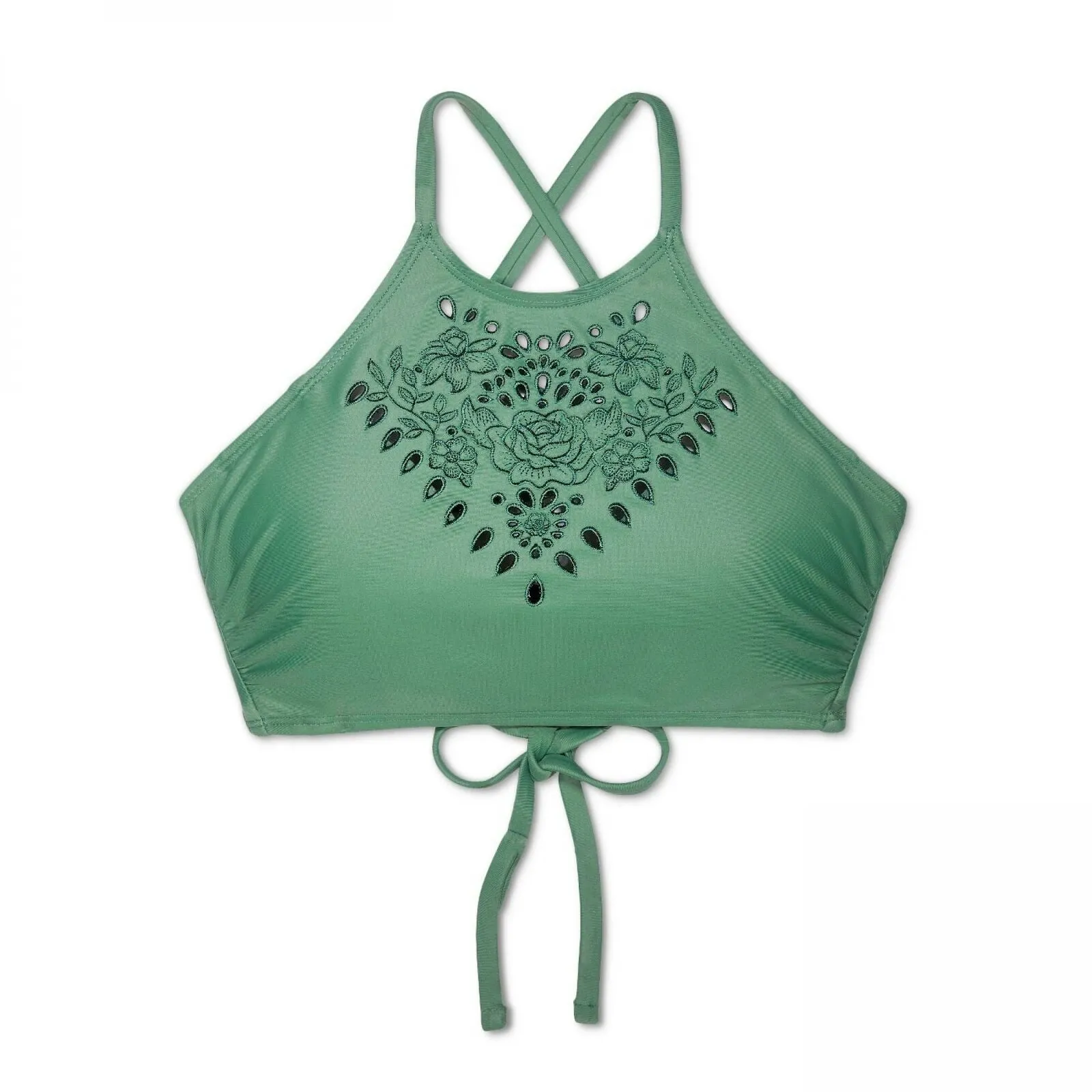 Xhilaration Women's Eyelet High Neck Bikini Top