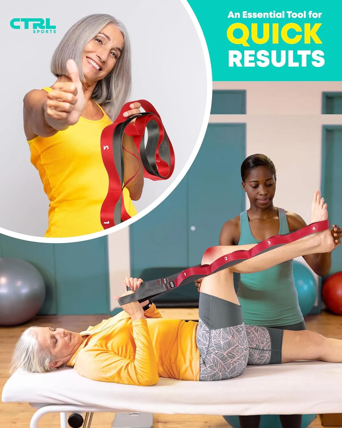 Yoga Strap for Stretching Equipment, Stretch Bands for Exercise and Flexibility
