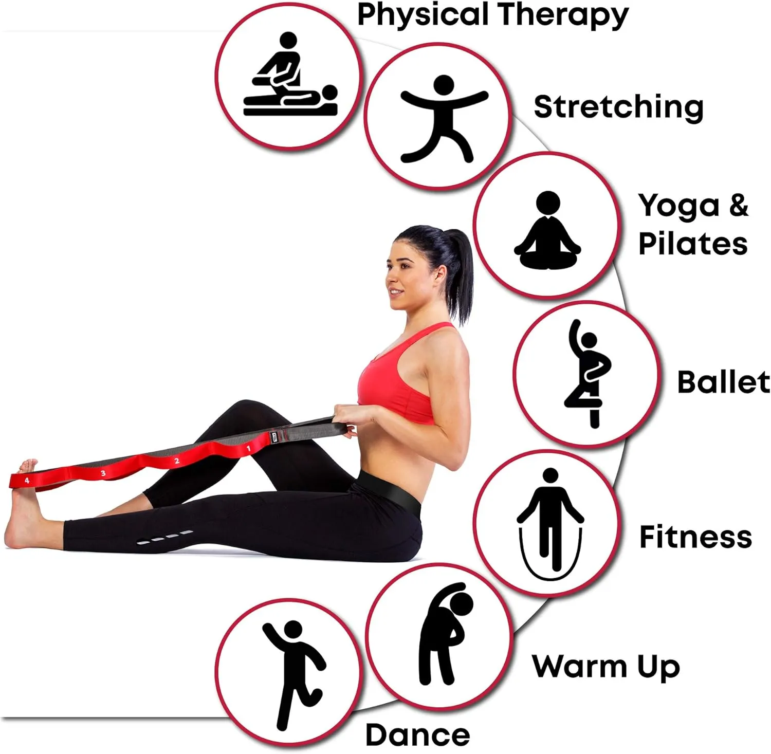 Yoga Strap for Stretching Equipment, Stretch Bands for Exercise and Flexibility