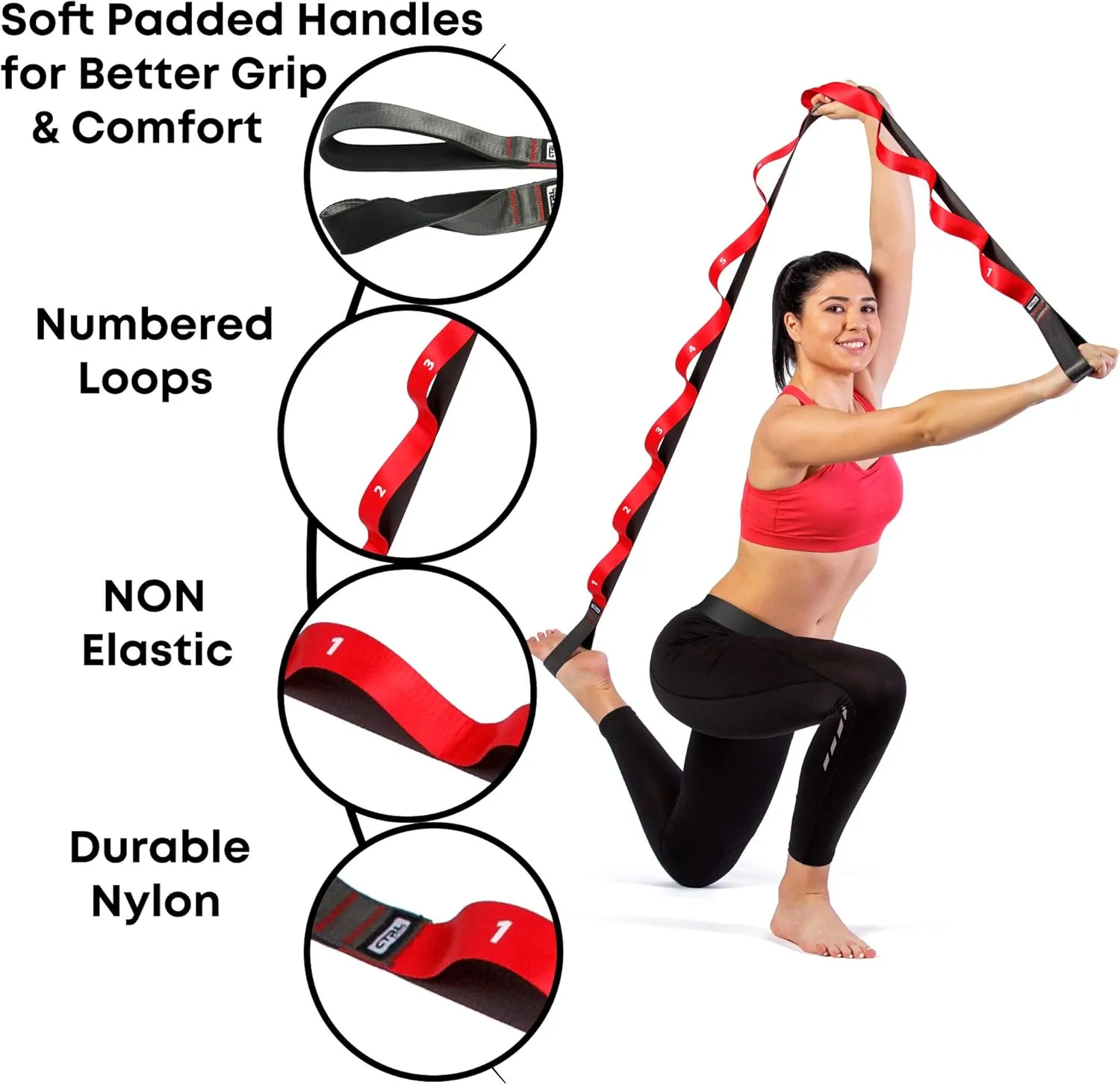 Yoga Strap for Stretching Equipment, Stretch Bands for Exercise and Flexibility
