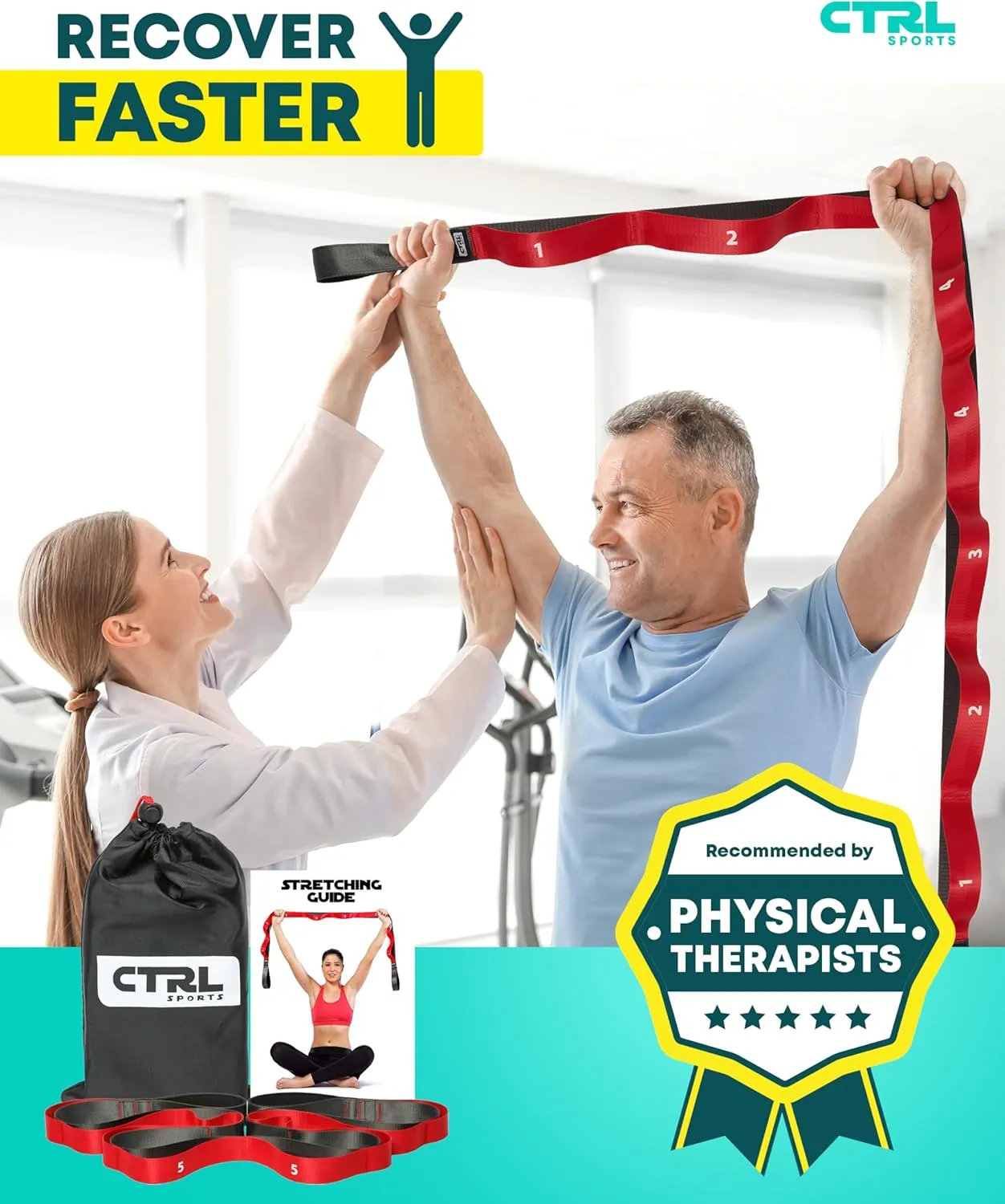 Yoga Strap for Stretching Equipment, Stretch Bands for Exercise and Flexibility