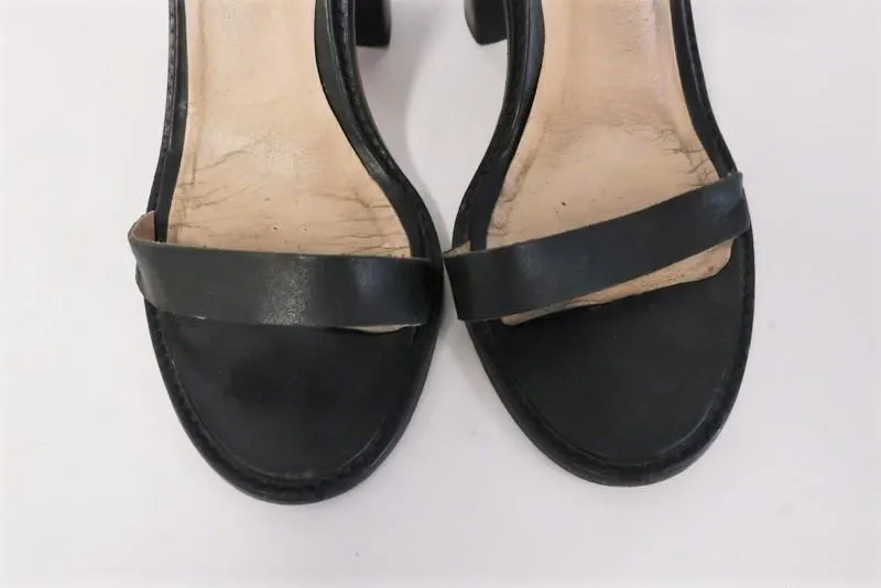Zimmermann Sandal Black Woven Leather Size 39 Open Toe Ankle Strap Heel