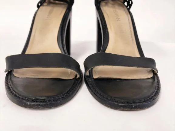 Zimmermann Sandal Black Woven Leather Size 39 Open Toe Ankle Strap Heel